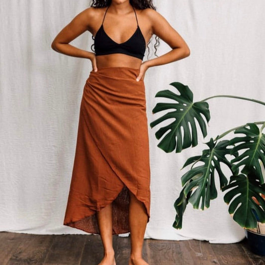 Rust Wrap Skirt