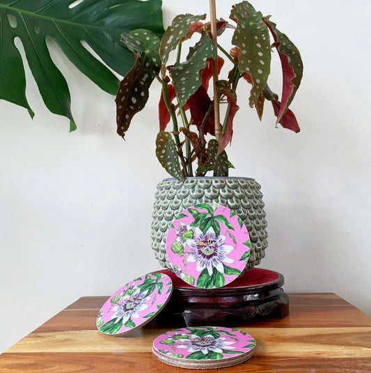 Pink Passion Flowers Coaster