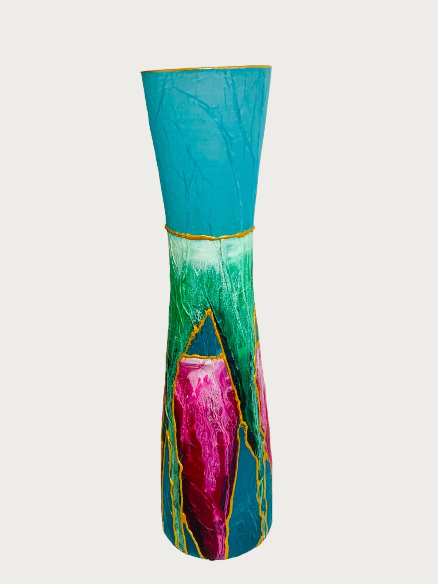 Blue and Purple Lipped Long Vase