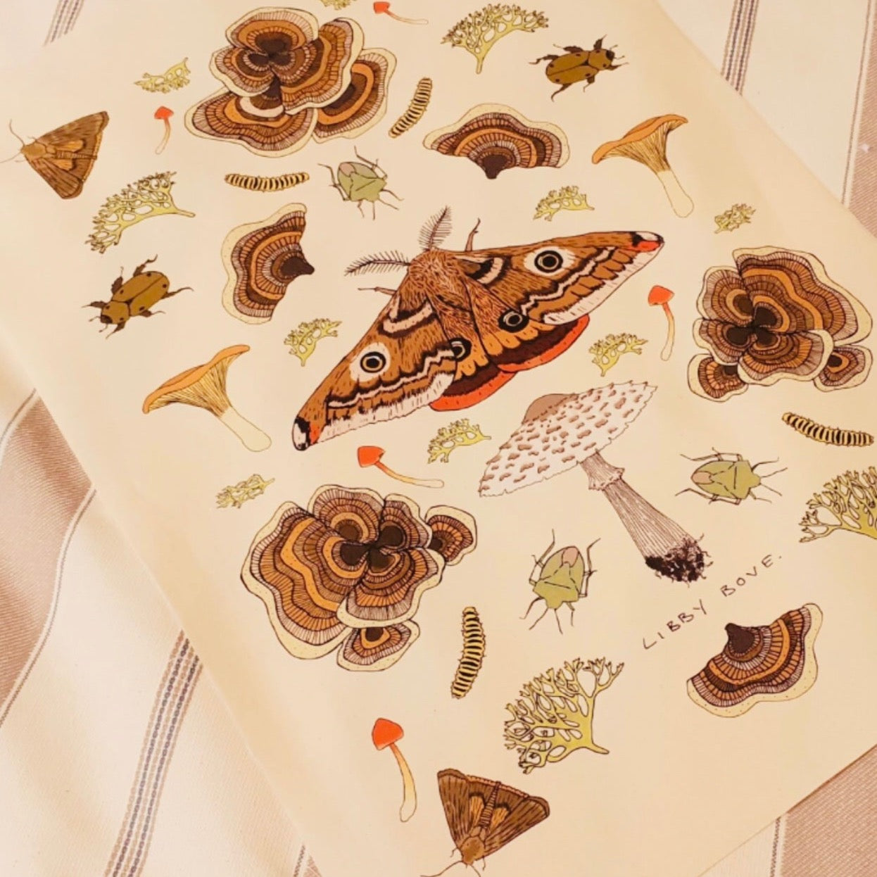 Moths & Mushrooms Tea Towel