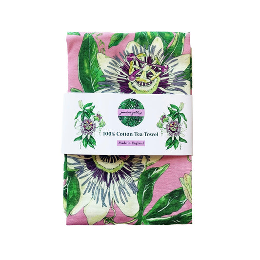 Pink Passion Flower Tea Towel